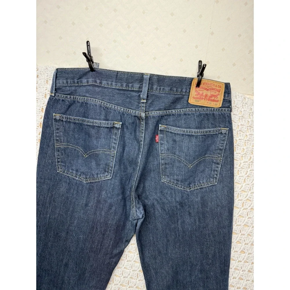 Levis 514 Jeans Mens 36x32 Fits 36x30 Blue Denim Straight Leg 100%Cotton